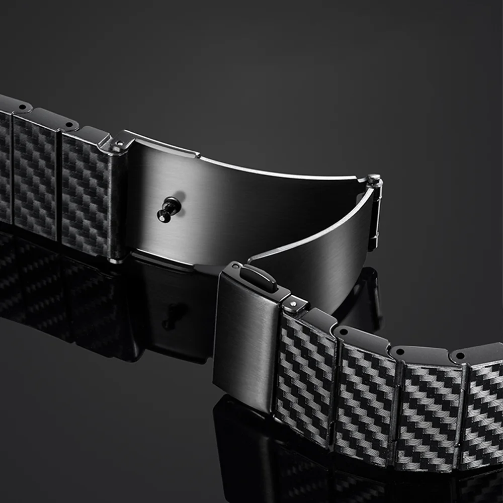 20mm 22mm Carbon fiber band For Samsung Watch 4/5/pro 45mm 44mm 40mm Active 2 correa Link Bracelet HUAWEI watch GT-2-2e-3 Strap