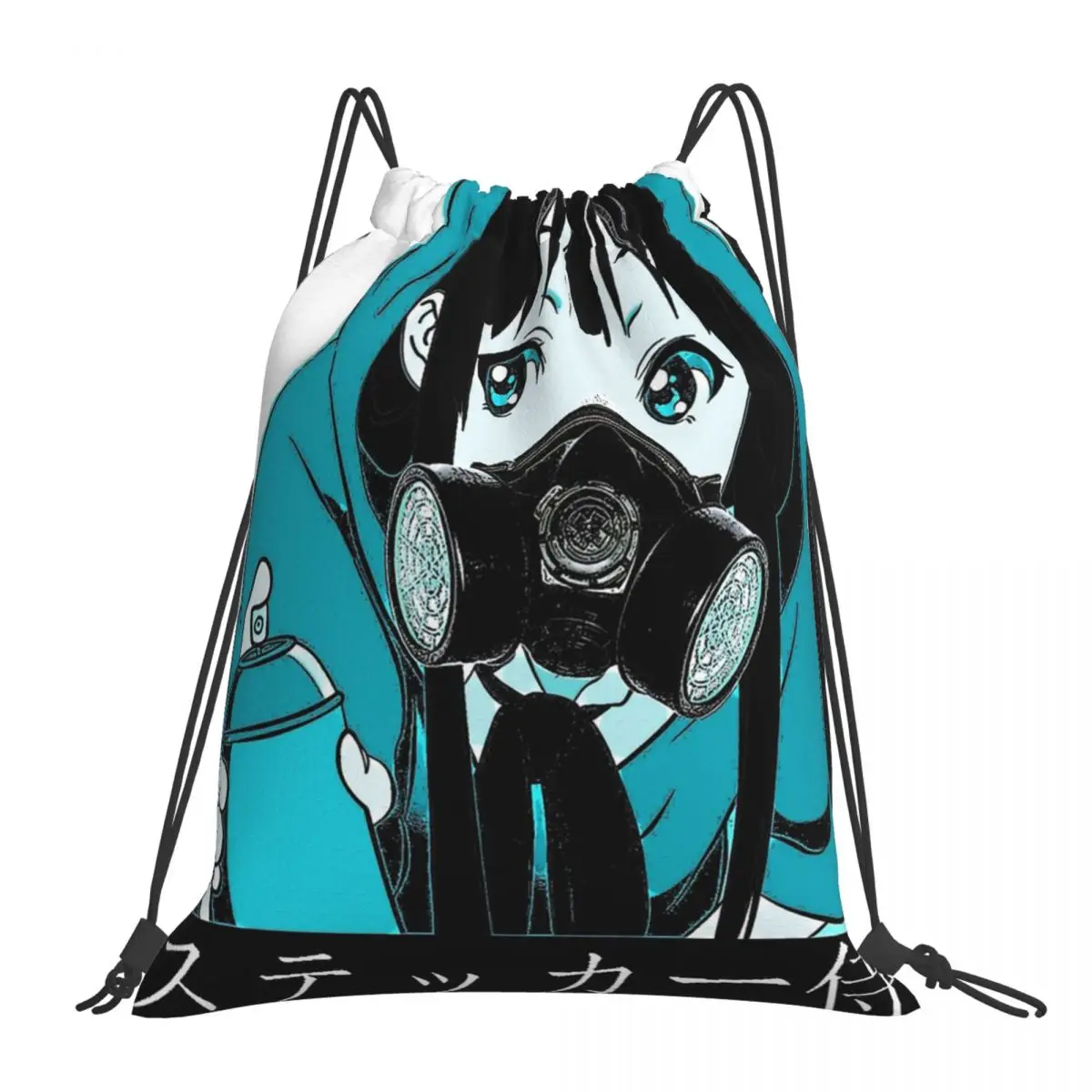 Mochilas k-on Stickersamurai portátiles con cordón, paquete de cordón, bolsa de almacenamiento de bolsillo, bolsas de libros para estudiantes de viaje