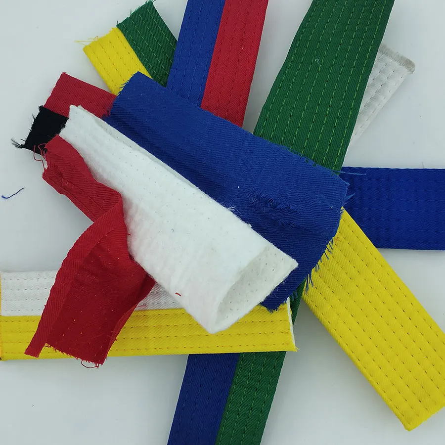 ATN NTN WTF ATA WORLD TAEKWONDO FEDERATION Belts Striped, Yellow Green White Blue Red , Junior Intermediate Advanced Processing