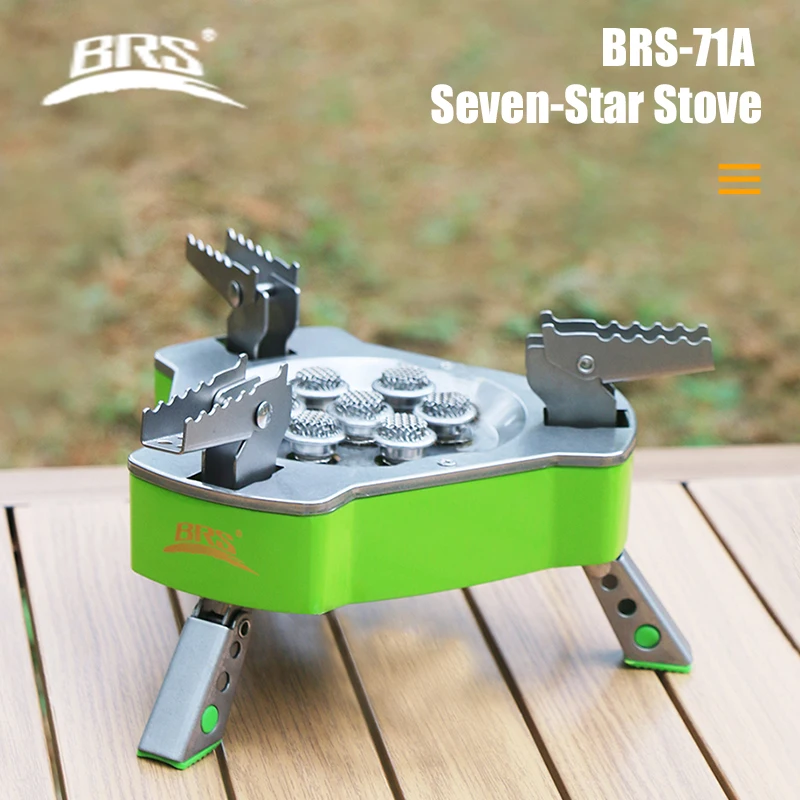 BRS-71A Seven Star Stove 9800W High Power Camping Stove Portable Backpacking Propane Butane Powerful Outdoor Burners for Hiking