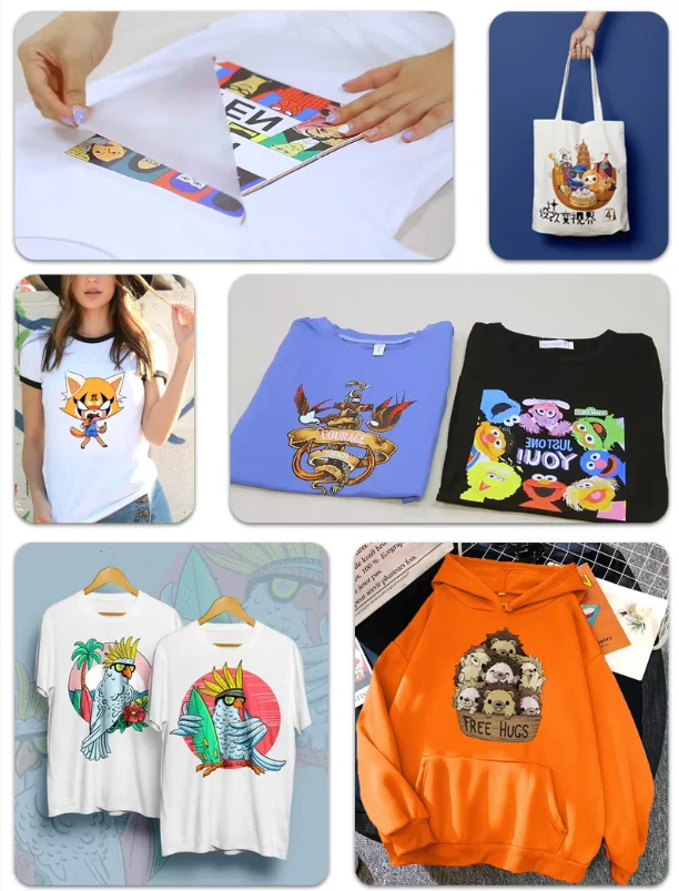 Wholesale custom logo pattern DTF transfer stickers, suitable for direct application to clothing canvas bags umbrella printing.