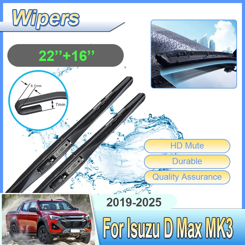 

Автомобильные щетки стеклоочистителя для Isuzu D Max, аксессуары MK3 T30, пикап 2019-2025, прочные шумоподавляющие дворники для лобового стекла
