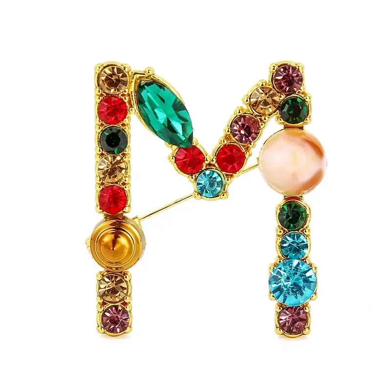 New Arrival English Letter Word Brooch Colorful Rhinestone Crystal Lapel Pins for Women Sweater Suit Brooch Party Jewelry Gifts