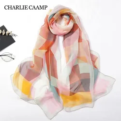 Elegant Geometric Plaid Design Hijab Chiffon Georgette Shawl Bandana For Woman Fashion Long Silk Scarf Ladies Headscarf 160*50cm
