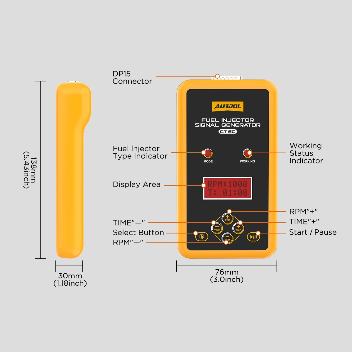 AUTOOL CT60 Kraftstoffeinspritzventil-Signalgenerator Impulssignal-Tester für Hochdruck-Kraftstoffeinspritzventile CT150 CT200 600~4000 U/min – Detail 9