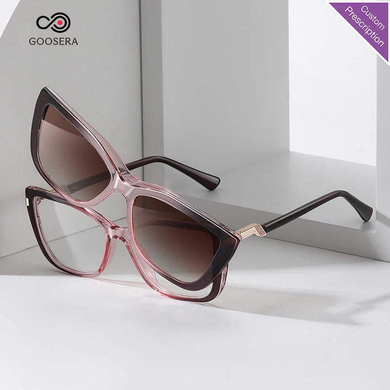 2 In 1 Magnet Clip On Myopia Glasses With Polarized Sunglasses Lense Optical Lenses With Recipe Lunette De Lecture Femme