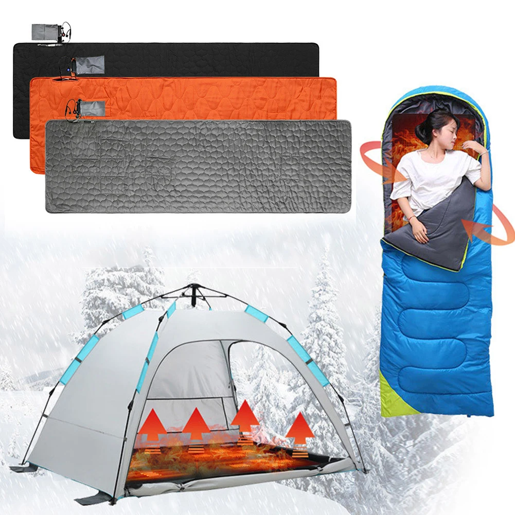 Estera para dormir con calefacción para exteriores, almohadilla calefactora eléctrica USB, tienda de campaña ajustable de 3 niveles, colchón para dormir, accesorio para acampar en invierno