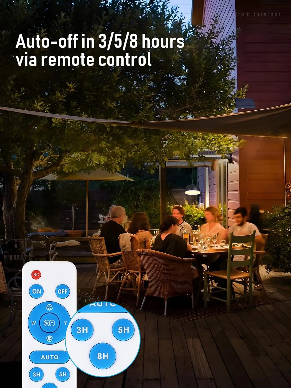 3CCT Solar Powered Pendant Light Outdoor, 50%/100% Dimmable, Dusk to Dawn, 6 Modes, Solar Hanging Lights with Remote