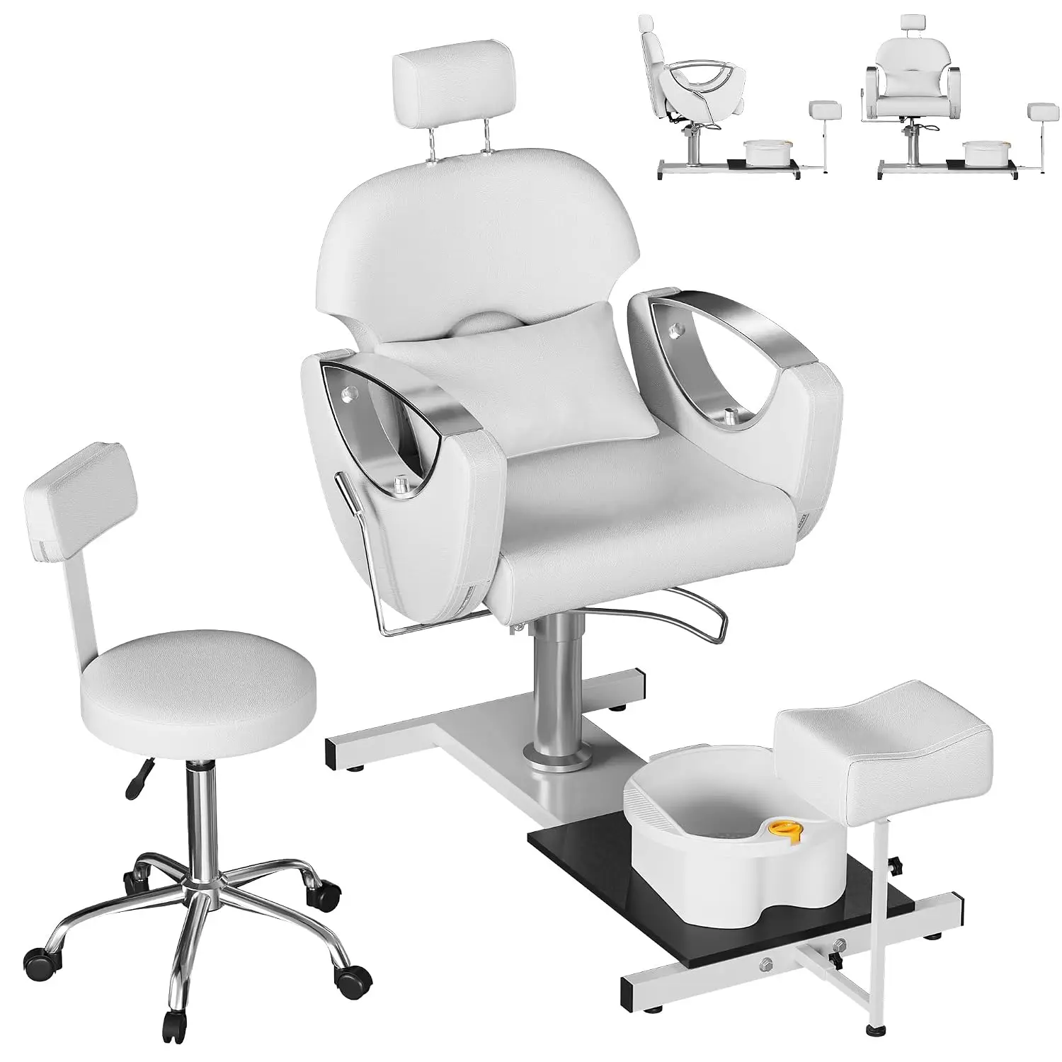 Pedicure Chair No Plumbing Massage Bath 360° Swivel Pillow Beige, Customized