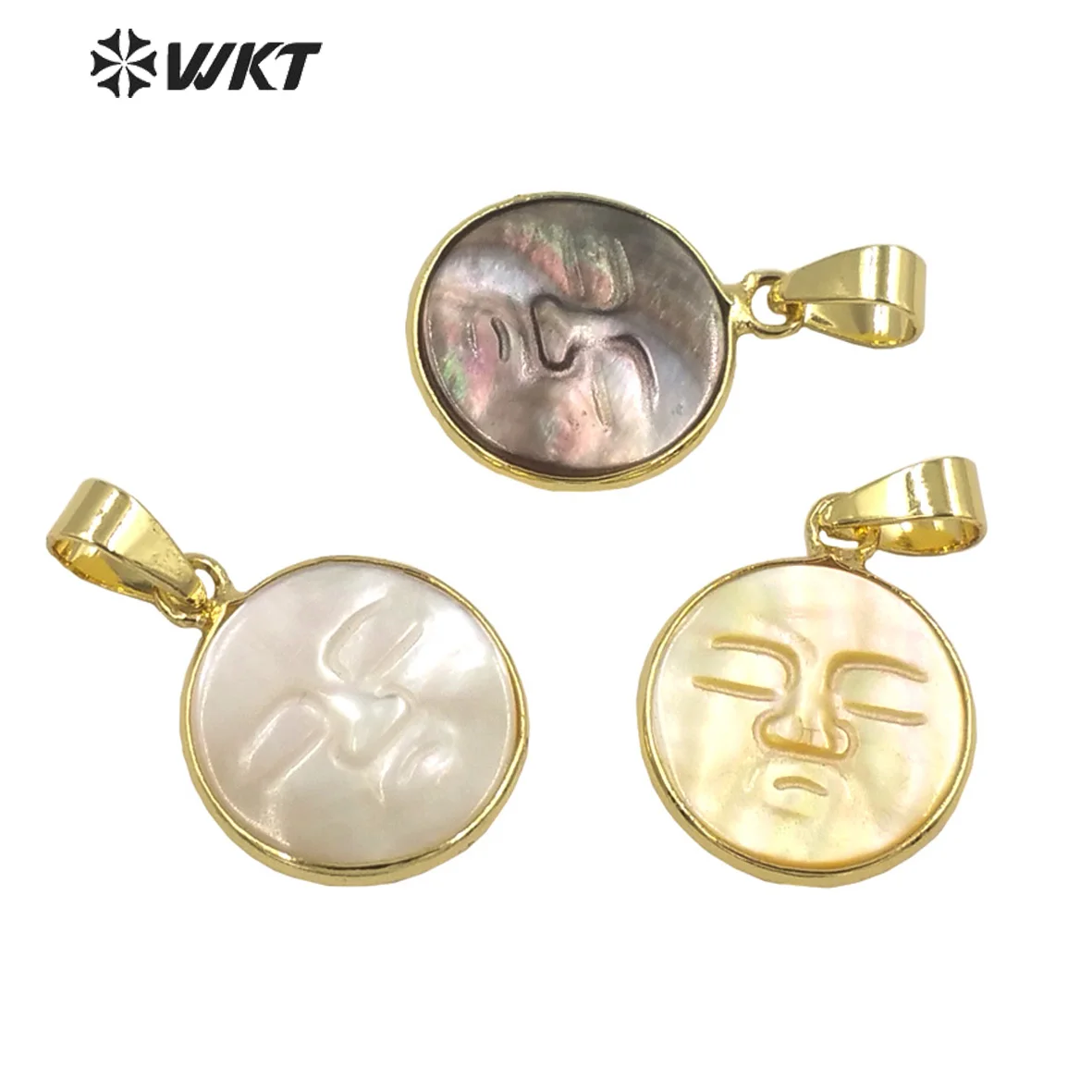 WT-JP297  WKT 2022 Fashion Sale Natural Trumpet Shell Exquisite Portrait Pendant Pendant For Party Pendant Trend Jewelry