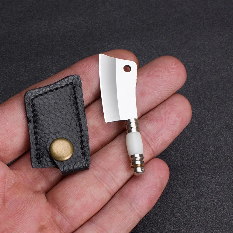 Brass White Copper Mini Knife Sharp EDC Self-defense Portable Keychain Acrylic Knife Outdoor Unboxing Tool With leather cover