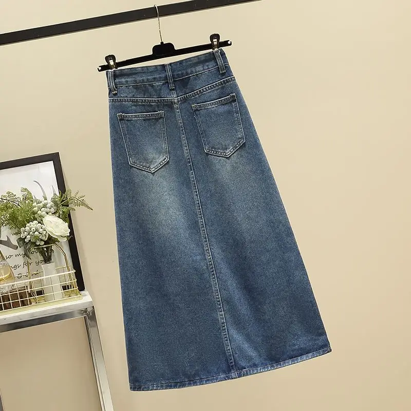 

Korean Style Fashion High Waist Denim Skirt Women 4xl 5xl Casual Vintage Spring Summer Jeans Skirt Y2k Harajuku Streetwear Skirt