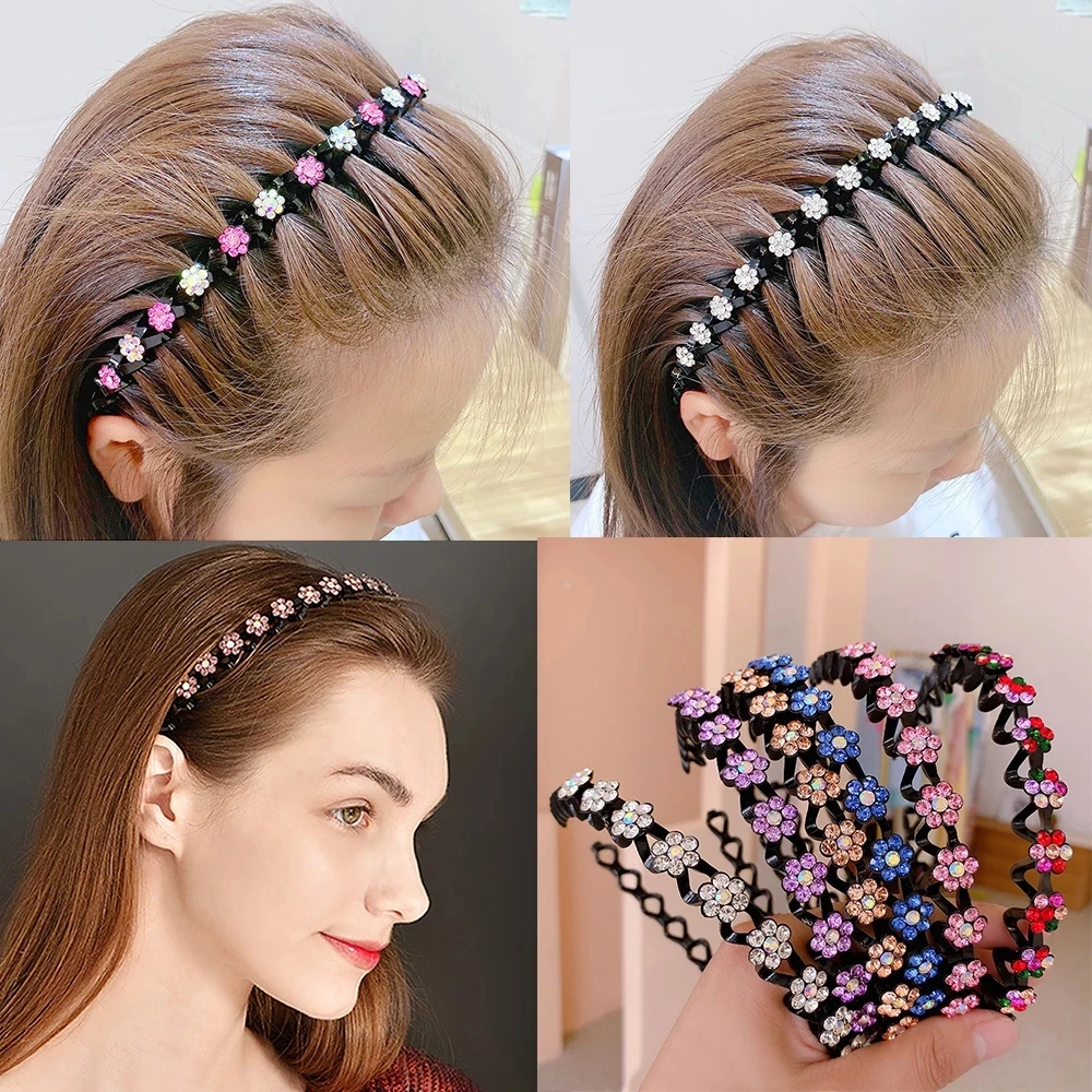 

Fashion Hair Accessories Flower Rhinestone Pearl Non-Slip Hairbands Elastic Headband Women Hair Hoop Bands Bezel Girls Headdress