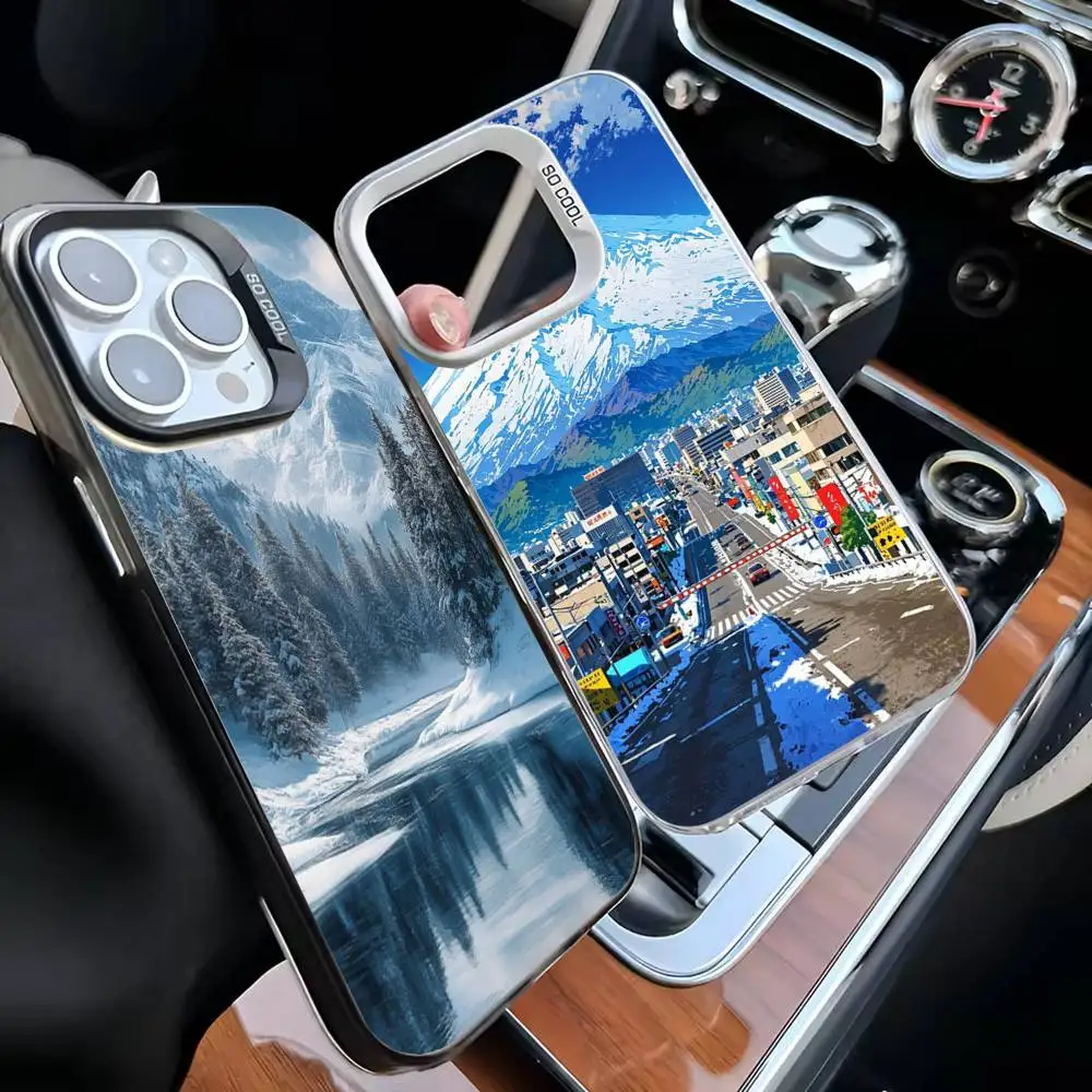 

Snow Mountain Phone Case For iPhone17,16,15,14,13,12,11 Plus,Pro Max White Matte Shockproof Cover