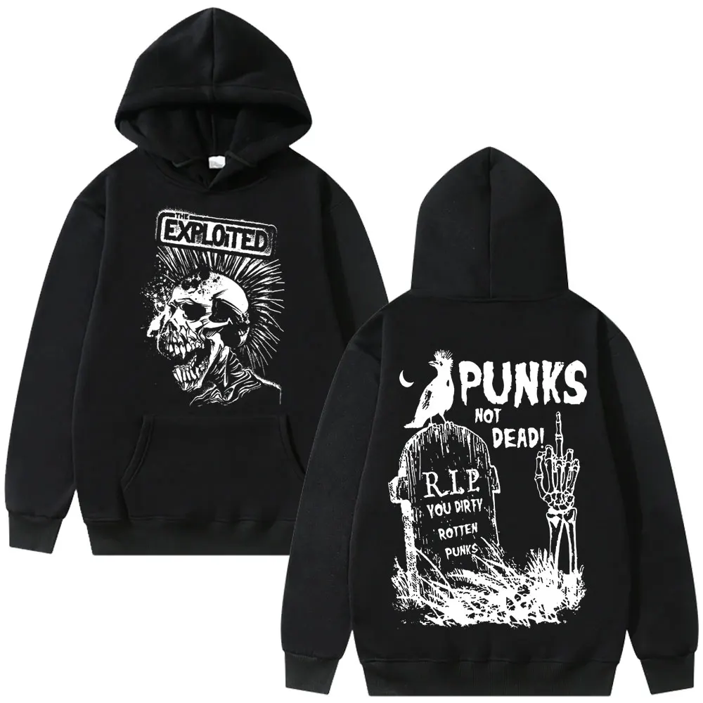 Rock Band The Exploited Graphic Hoodie Punks Not Dead Hoodies Autumn Winter Men Women Hip Hop Gothic Punk Oversized Sweatshirt