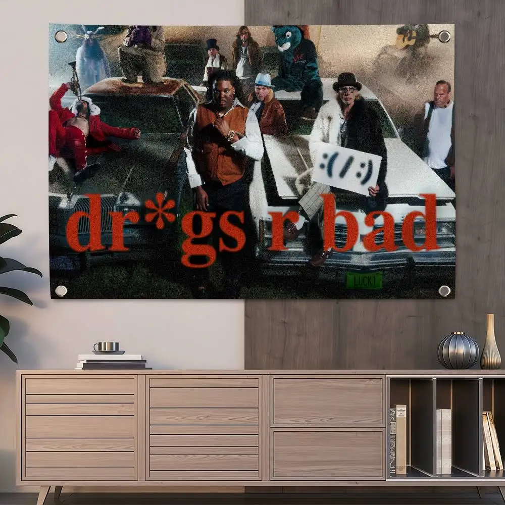 Rapper L-LUCKI Drgs R Bad 150x200cm 60x90cm Flag Decoration Outdoor Picnic Party Home Camping Party Art Hanging Banner