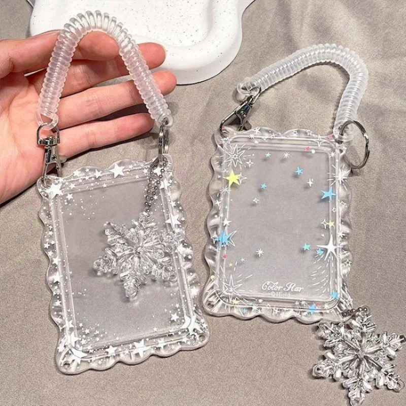 Abs Card Holder Wear-Resistant 3 Inch Photocard Holder Transparent Card Holder Anti-Loss Card Sleeve for Campus Cards Id