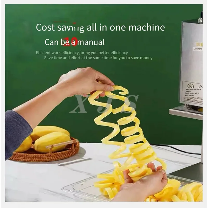 

Commercial 100 KG/H 3-10 Mm Adjustable Electric Potato Spiral Whirlwind Cutting Machine For Chips/Curly French Fries