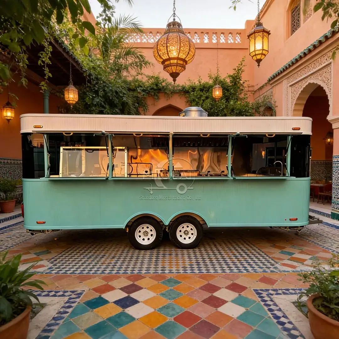 

Commercial Multifunctional Stainless Steel Food Trailer for Coffee Bubble Tea Ice Cream - Fully Equipped Street Food Truck