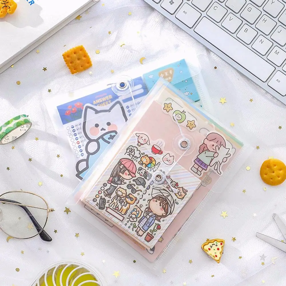 Transparent Waterproof File Bag Stationery Mini School Office Supplies Document Bag A6 Size File Folder Organizer A6 Folder