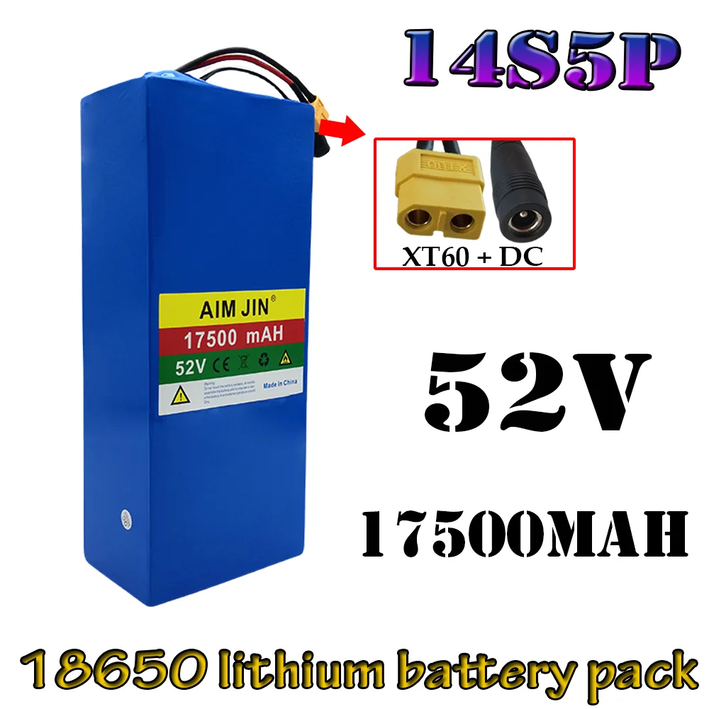 

52V 14S5P 17500mAh 18650 1500W lithium battery, high-power suitable for electric bicycles, scooters