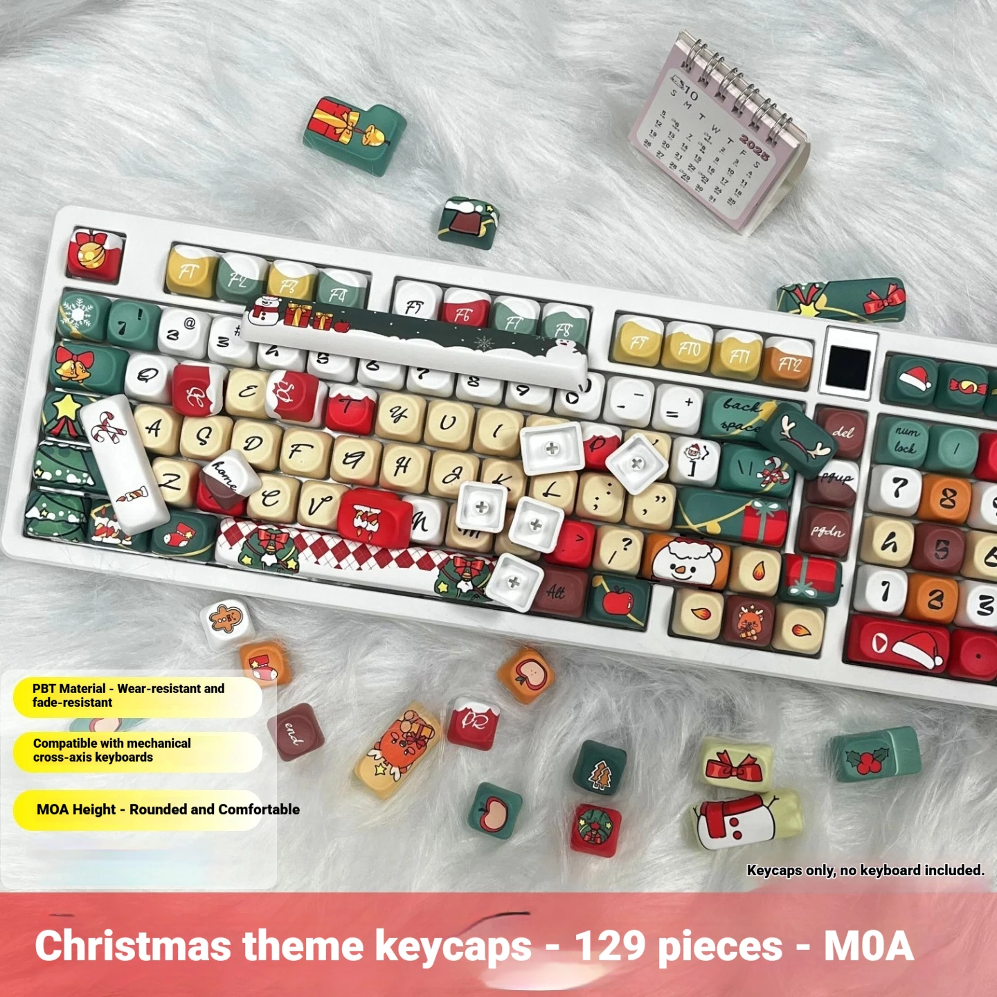 

Christmas Night Mechanical Keyboard Keycaps PBT Material Customization Heat Sublimation Process MOA Computer Office Accessories