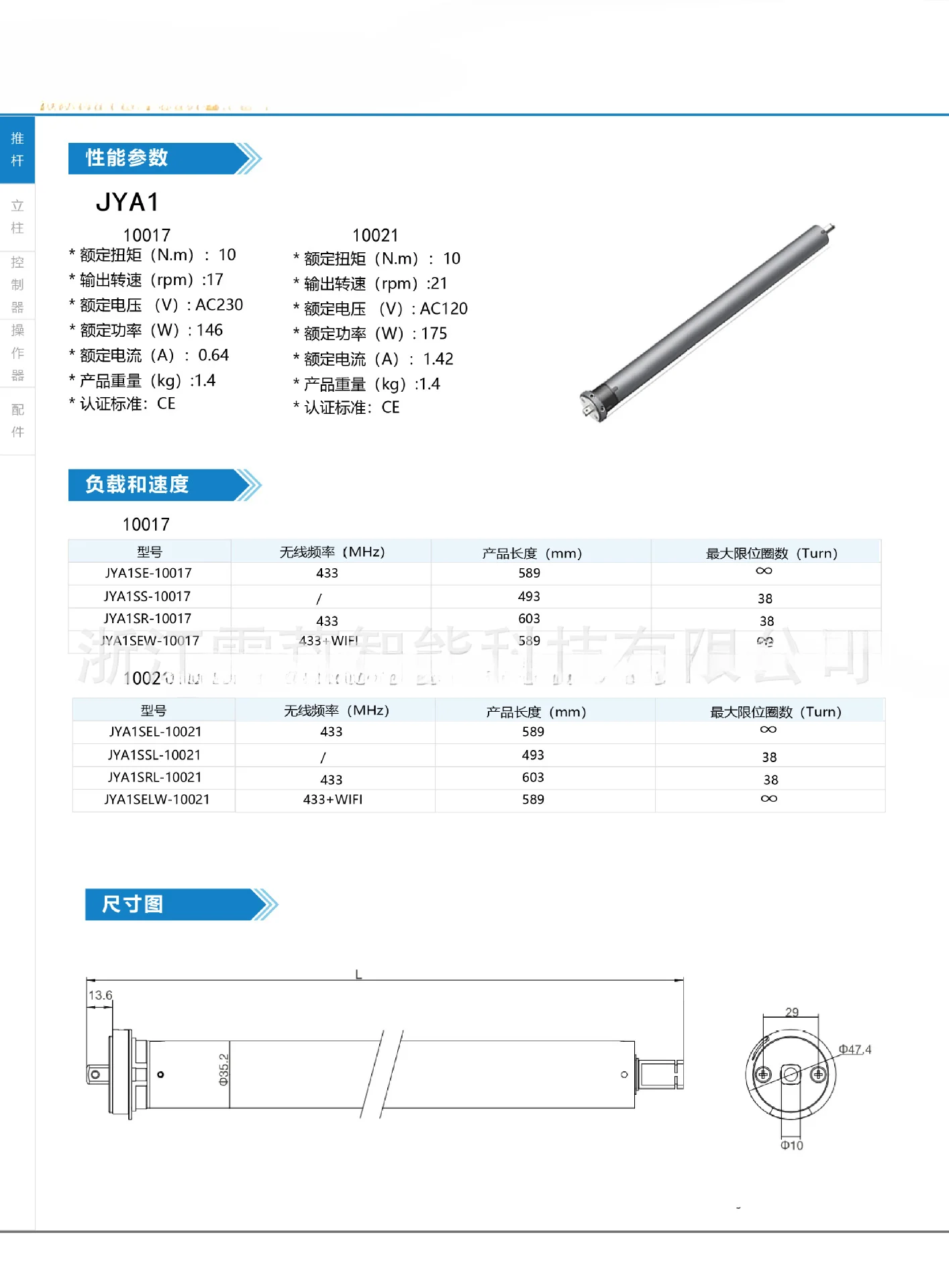 Sunshade Roller Shutter Motor, grau de proteção, AC, IP44