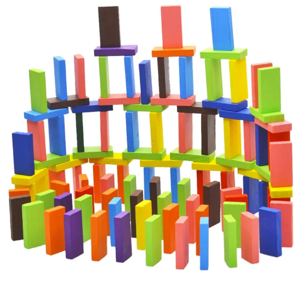 

Educational Wooden Domino Set Rainbow Color Tile Games for Children Puzzle Building Blocks Board Game