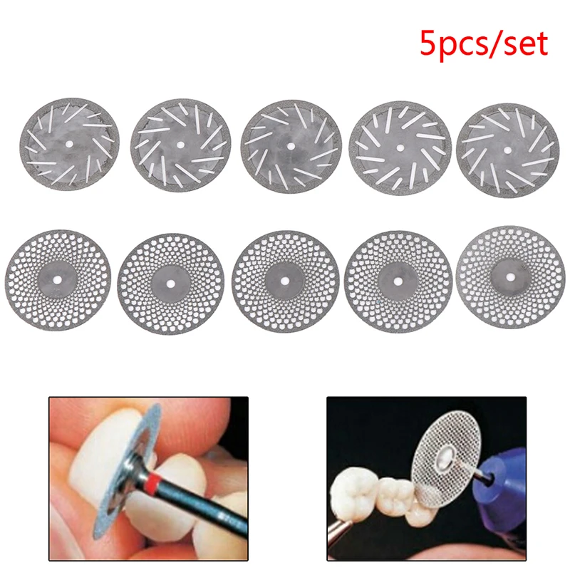 5pcs Dental Ultra-thin Double Sided Diamond Cutting Disc Mandrel Teeth Whitening