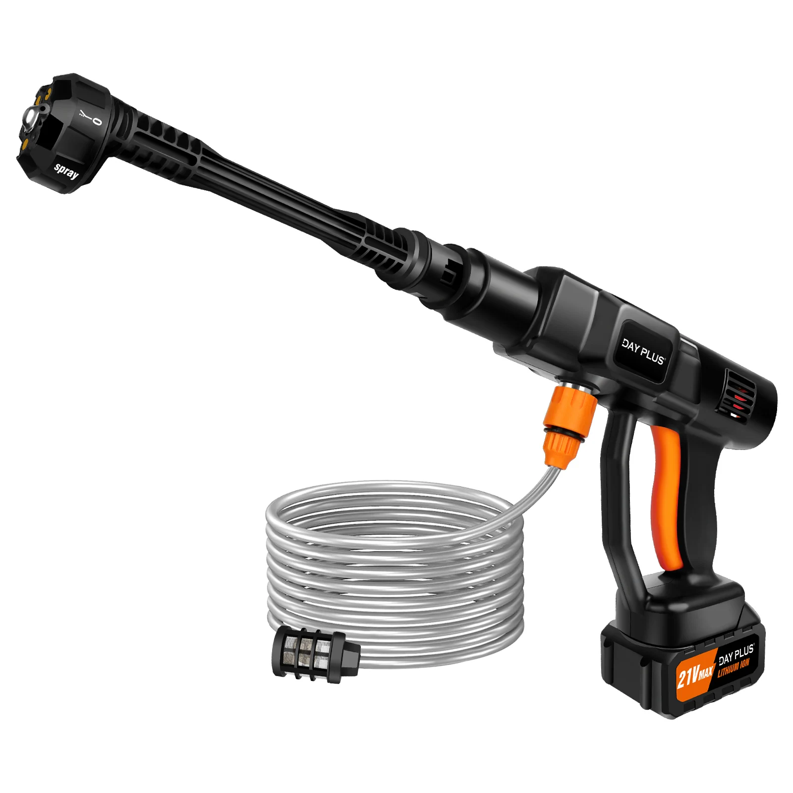 Cordless Pressure Washer 45 Bar, Brushless Pressure Cleaner with 1 x 21V 3.0Ah Battery, 6-in-1 Nozzle, 16FT Hose