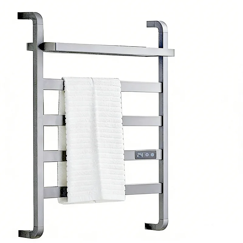

Premium Plated 304 Stainless Steel Heated Towel Rack Carbon Fiber Heating Waterproof Temperature Display