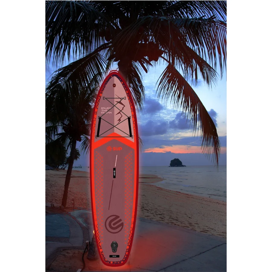 Factory 11' LED Light Stand Up Paddleboard Easy To Carry Foldable Luminous Inflatable SAP Board Drop Stitch Glow SUP