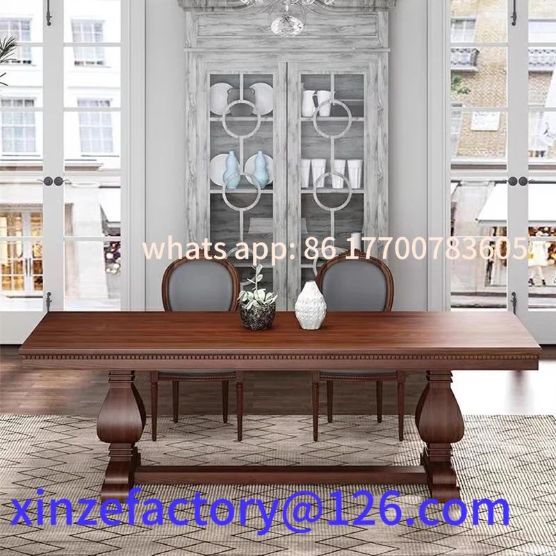 

Customizable American Country Solid Wood Dining Table and Chair European Log