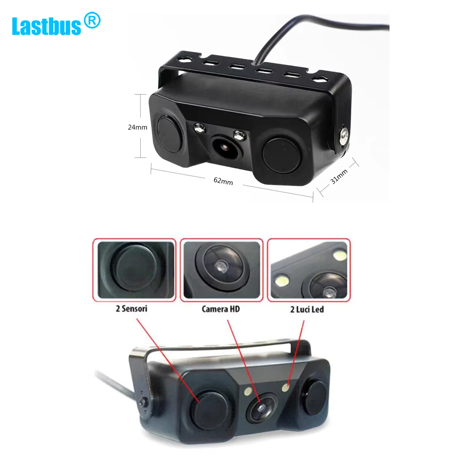 

Lastbus Car Rear View Backup Camera With Parking Radar Sensor Beeper Alarm Night Vision Waterproof 12v For Car SUV Rv