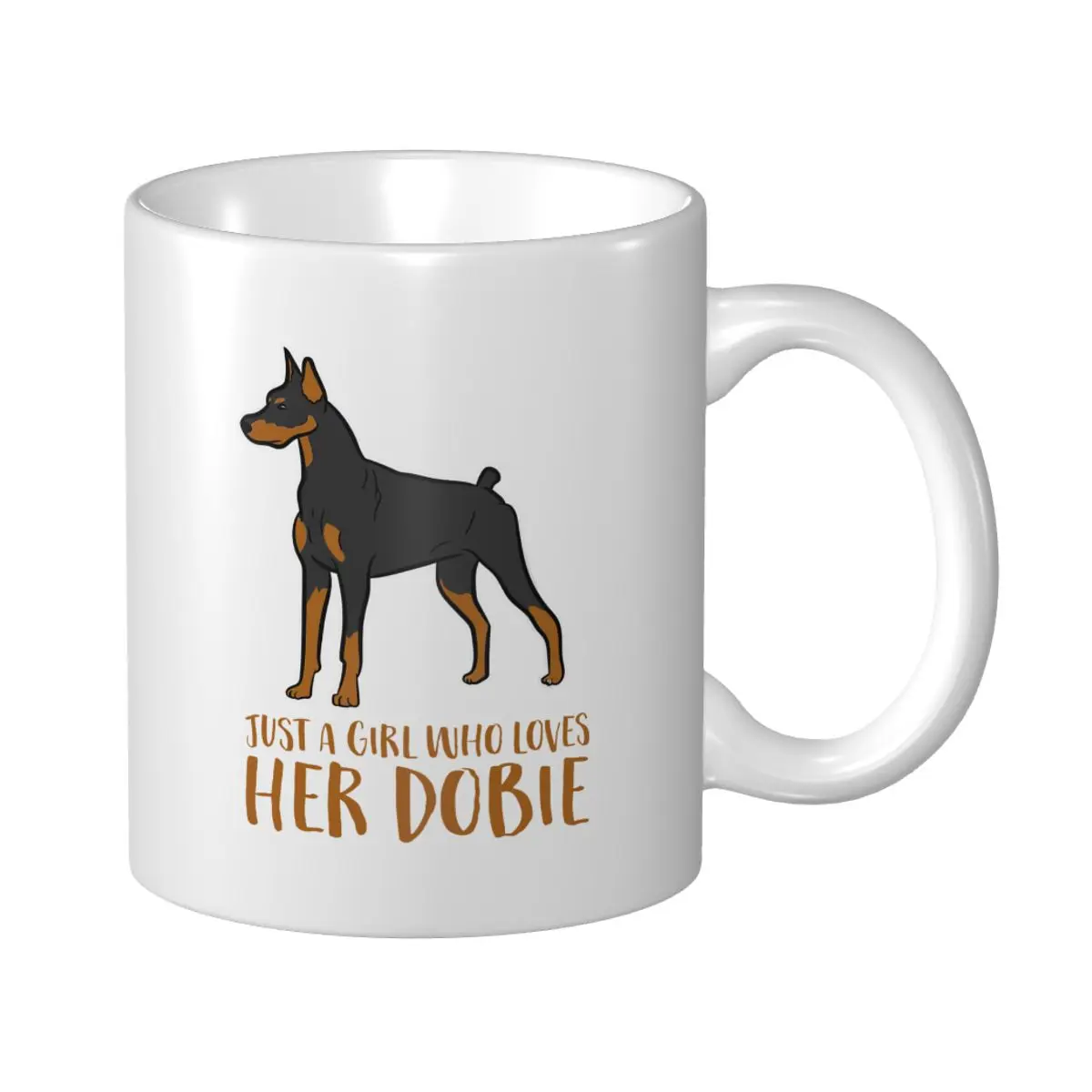 Taza Mark Cup Just A Girl Who Loves Her Dobie Doberman Pincher Dog, tazas de café, té, leche, agua, tazas de viaje para oficina y hogar