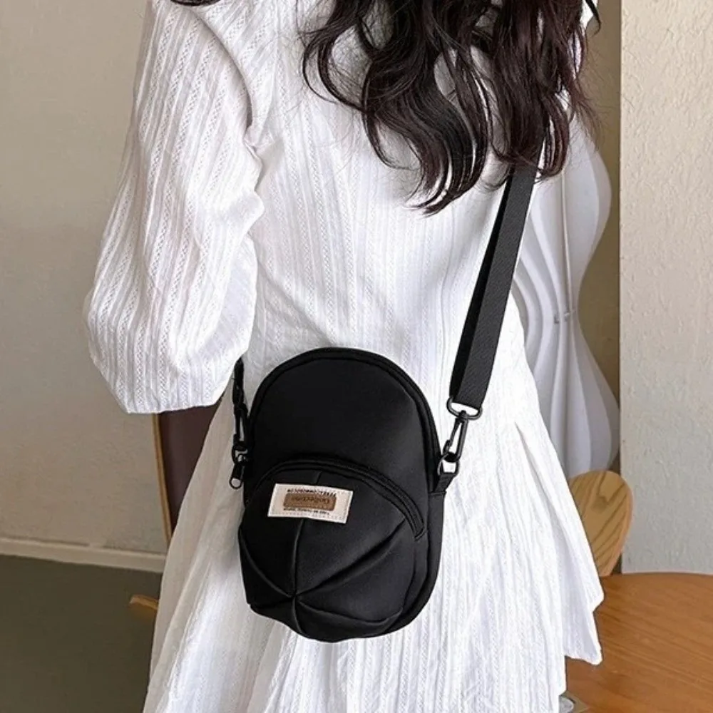 Portable Pure Color Crossbody Bag Individual Hat adjustable Strap Phone Bag Zipper Shoulder Bag Women