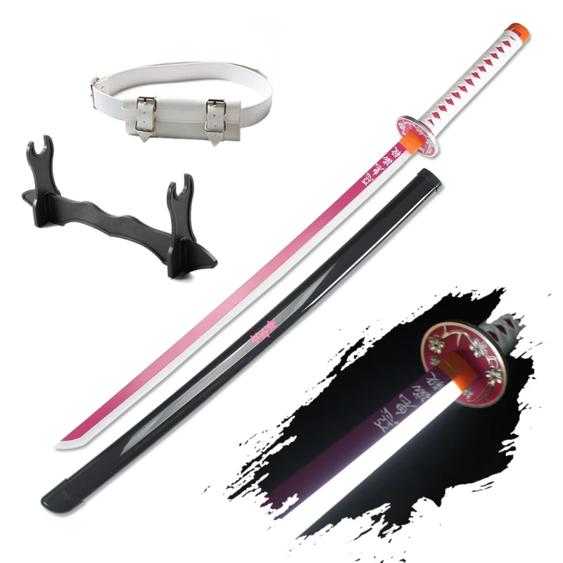 Demon Slachter Katana Licht Op Cosplay Speelgoedzwaard 104Cm/41 "Halloween Geschenk Tsuyuri Kanao Kokushibou Met Riem En Zwaardhouder