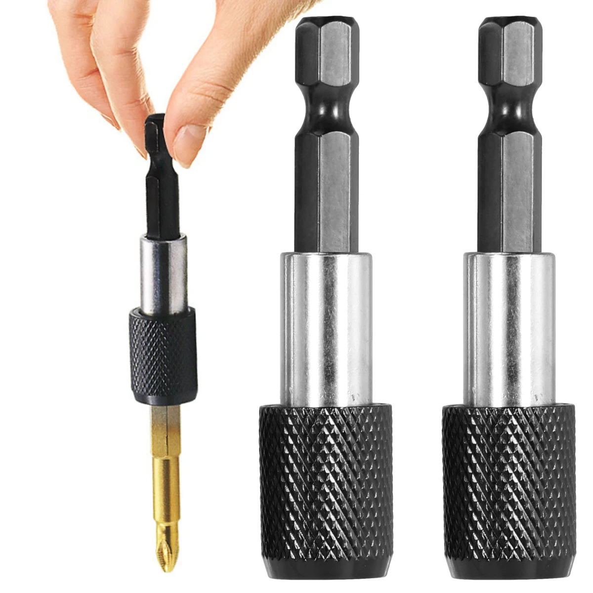 

2Pcs Quick Release Extension Bar Magnetic Screwdriver Bit Holder 60mm Locking Design Fastened Extension for Drill Screwdriver
