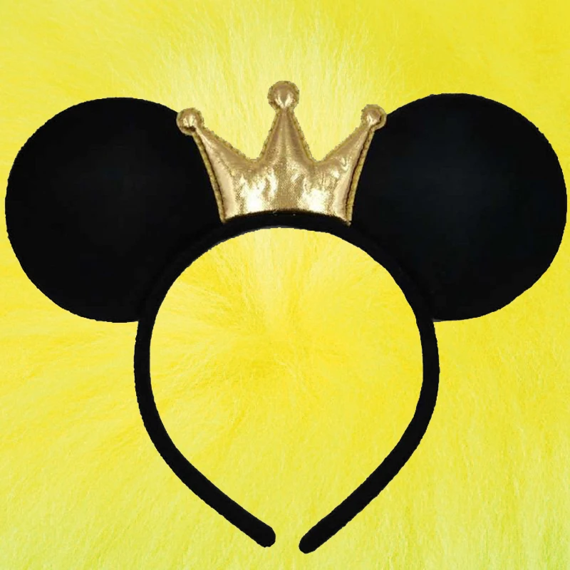 Disney Crown Ears Headband Women Classic Minnie Mouse Hairband Girl Black Simple Bow Mickey Mouse Hair Accessories Kids Boy Gift