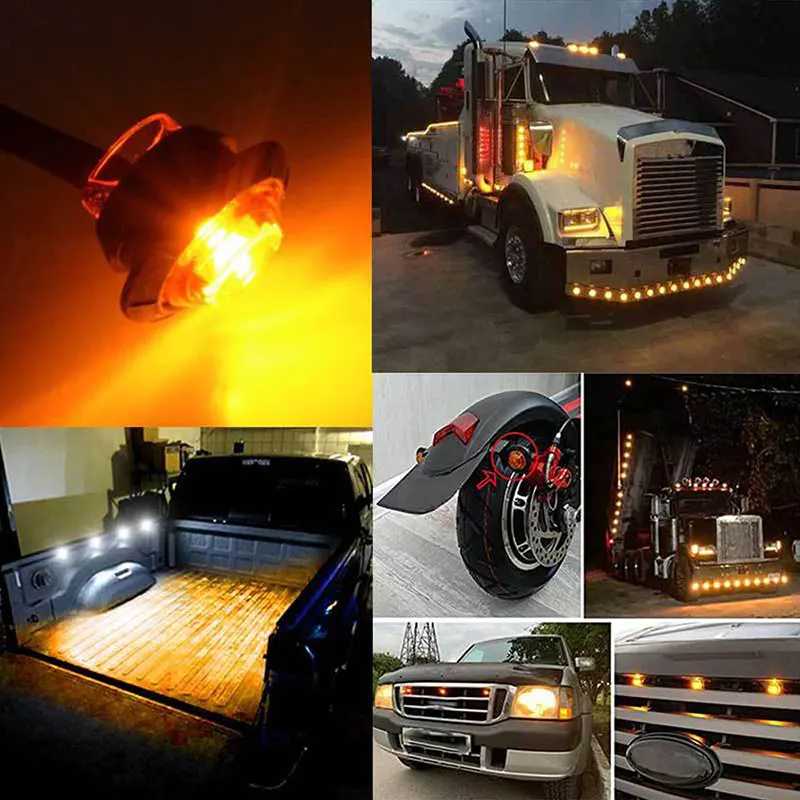 10PCS 24V LED Side Marker Indicators Light Truck Warning Tail Light Trailer Lorry Car External Clearance Turn Signal Lamp