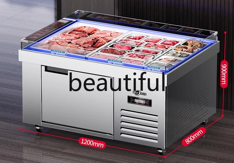 

Seafood ice table Commercial supermarket Refrigerated chilled table Buffet A la carte cabinet Horizontal fresh-keeping cabinet