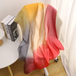 90x90cm Fashion Silk Hijab Womens Plain Colored Versatile Scarf Hijab Wrap Gradient Color Shawl Headband Muslim Scarf Hijab