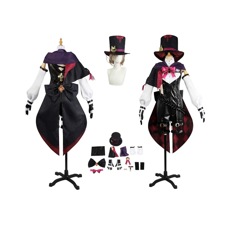 

Game Men Shirt Dress Genshin Impact Lyney Cosplay Costume Women Roleplay Clothes Hat Wigs Full Set Outfits Halloween Suit