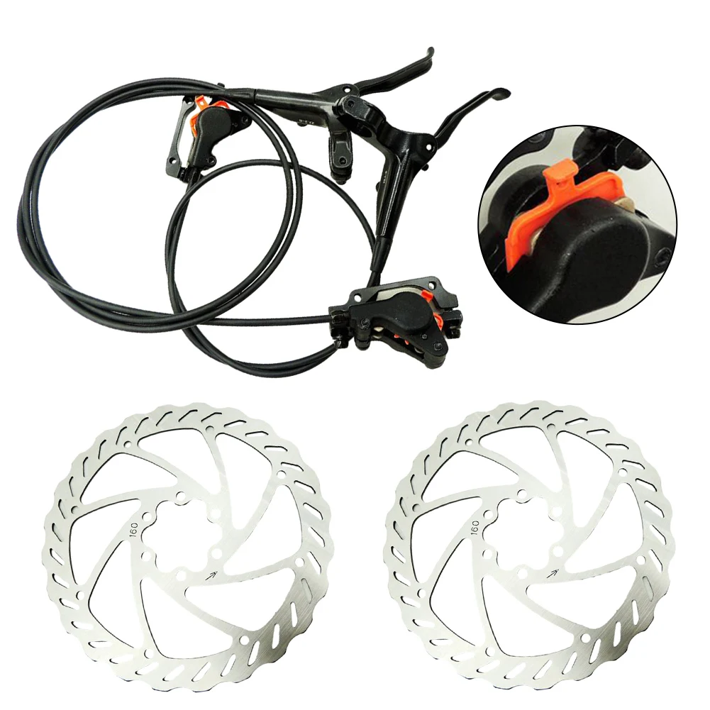 Bicycle Disc Brake System with High Temperature Resistance Features Includes Dual Piston Calipers and 160MM Rotors