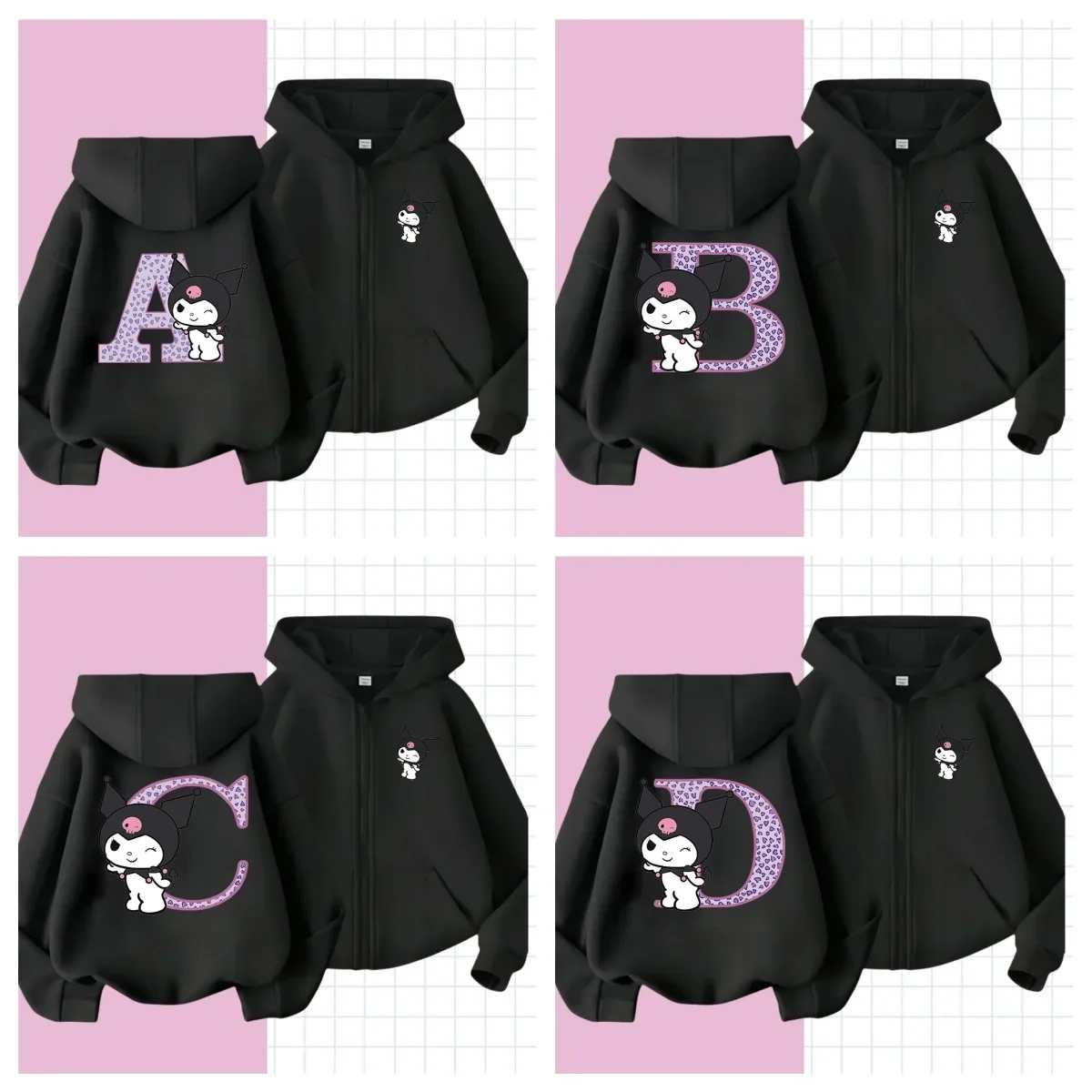 

Kuromis Children zipper hoodie Letter A B C D Cartoons Kid sweater Anime Kawaii Tops Casual Clothes Boy Girl Fashion long Sleeve