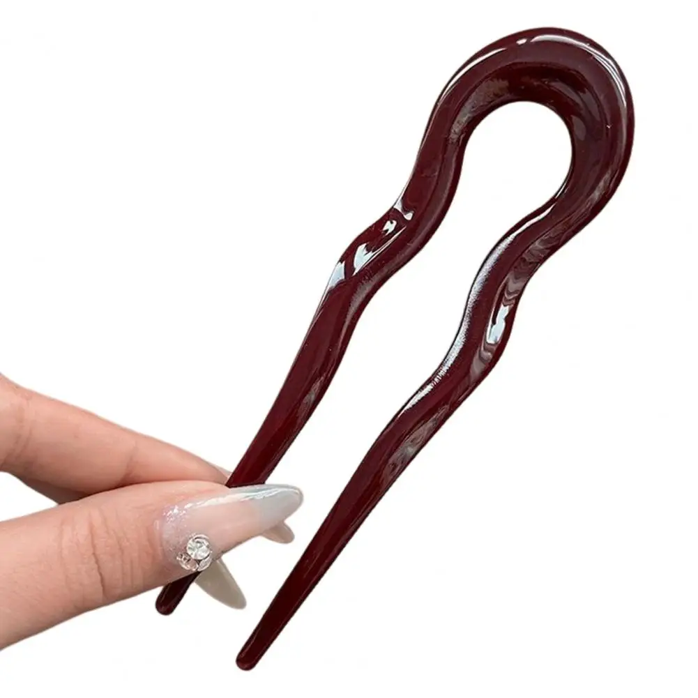 Use Hairpin Stylish Acrylic Hair Fork for Women Wave U-shaped Hairpin for Back Head Bun Lightweight Use Hair Accessory Curved