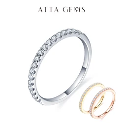 ATTAGEMS anello in Moissanite con taglio eccellente rotondo in argento Sterling 925 per gioielli da Cocktail per ragazze