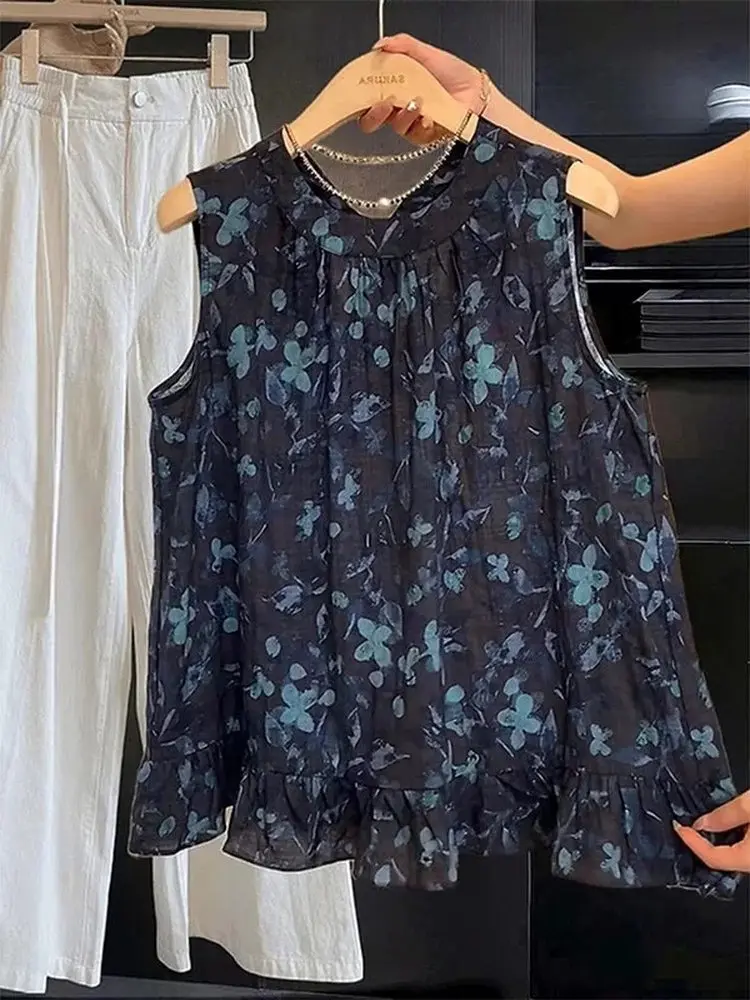 

Большой размер Svel irt в стиле ретро с цветочным принтом для женщин, летний круглый повседневный топ в Корейском стиле Sle Tagl