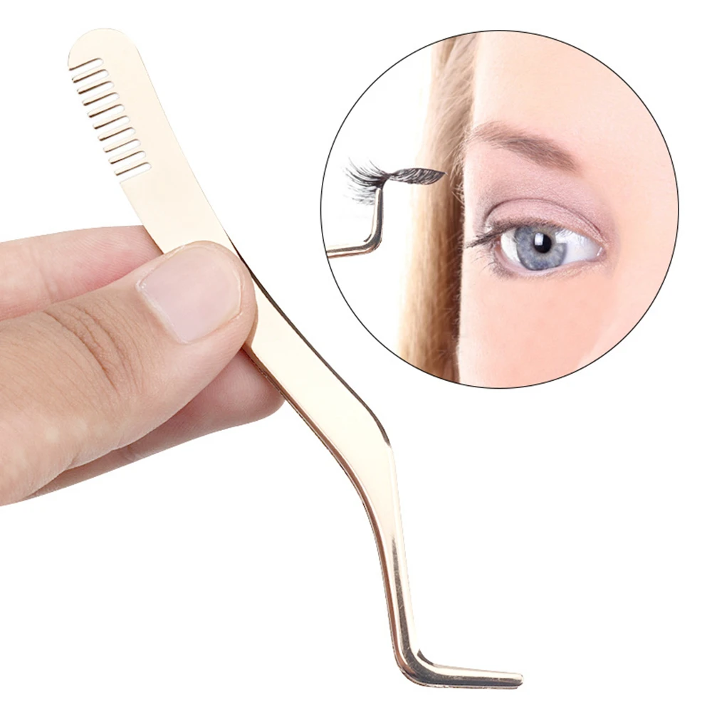 10 Pcs Eyelash Comb Tweezers Stainless Steel Anti-Static Non-Magnetic Professional Pincet Lashes Extension Tweezers Makeup Tools