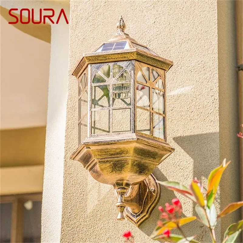 

SOURA Outdoor Solar Retro Wall Light LED Waterproof Classical Sconces Lamp for Home Porch Decoration